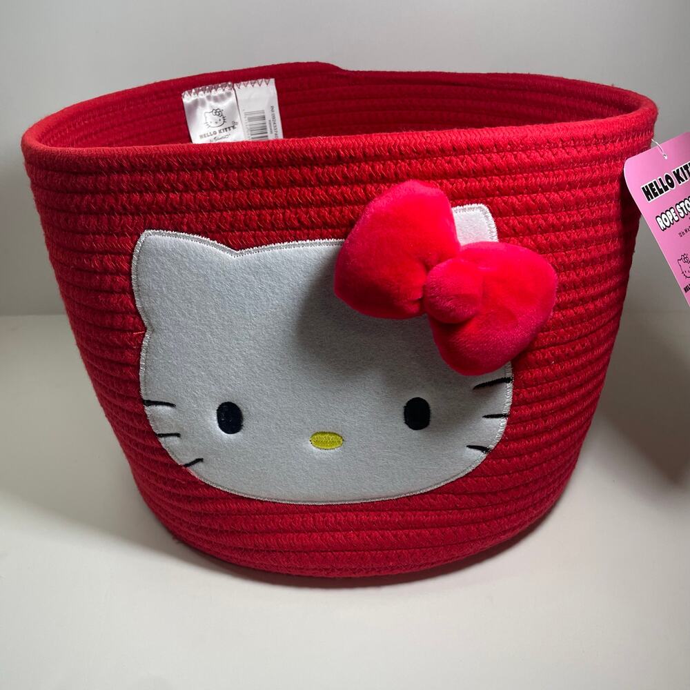 NWT Sanrio Hello Kitty Red Rope Storage Bin Basket